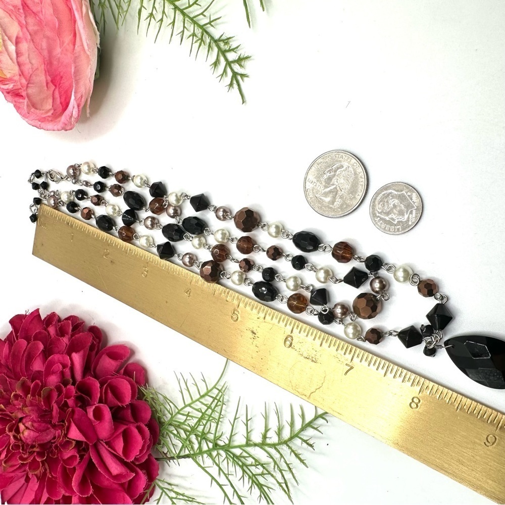 NEW⚜️GLASS Crystal & Pearl Beaded Necklace - Picture 5 of 7